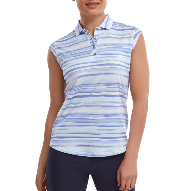 FootJoy Ladies Cap Sleeve Watercolour Print Lisle Golf Polo Shirt FootJoy Ladies Cap Sleeve Watercolour Print Lisle Golf Polo Shirt